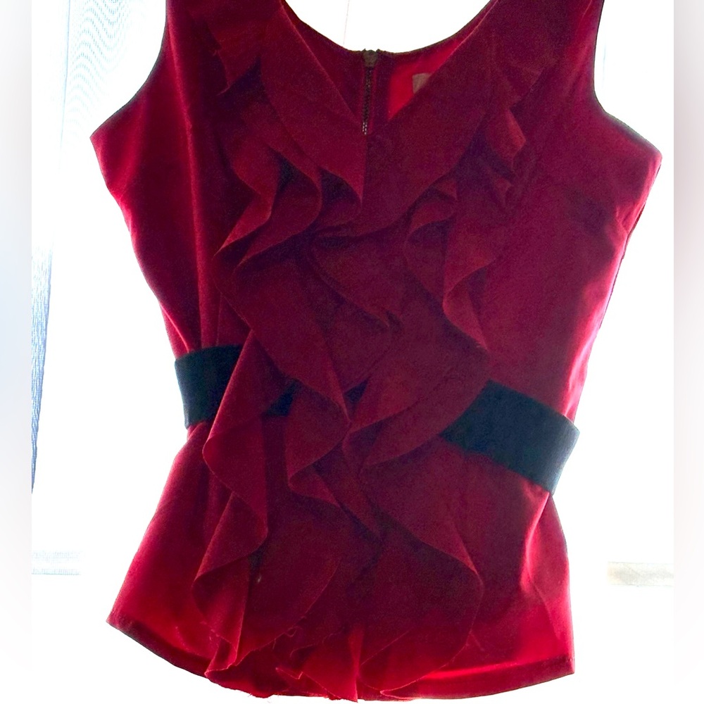Alythea Vibrant Red Ruffled Blouse - Picture 2 of 16